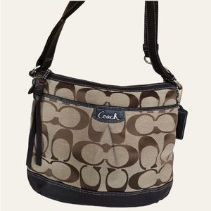 COACH Park Convertible Shoulder Crossbody Hobo Brown Canvas Leather 19727 EUC